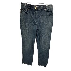 Vtg ST JOHN SPORT Womens‎ Jeans Dark Wash Straight Leg Size 14 Cotton Spandex